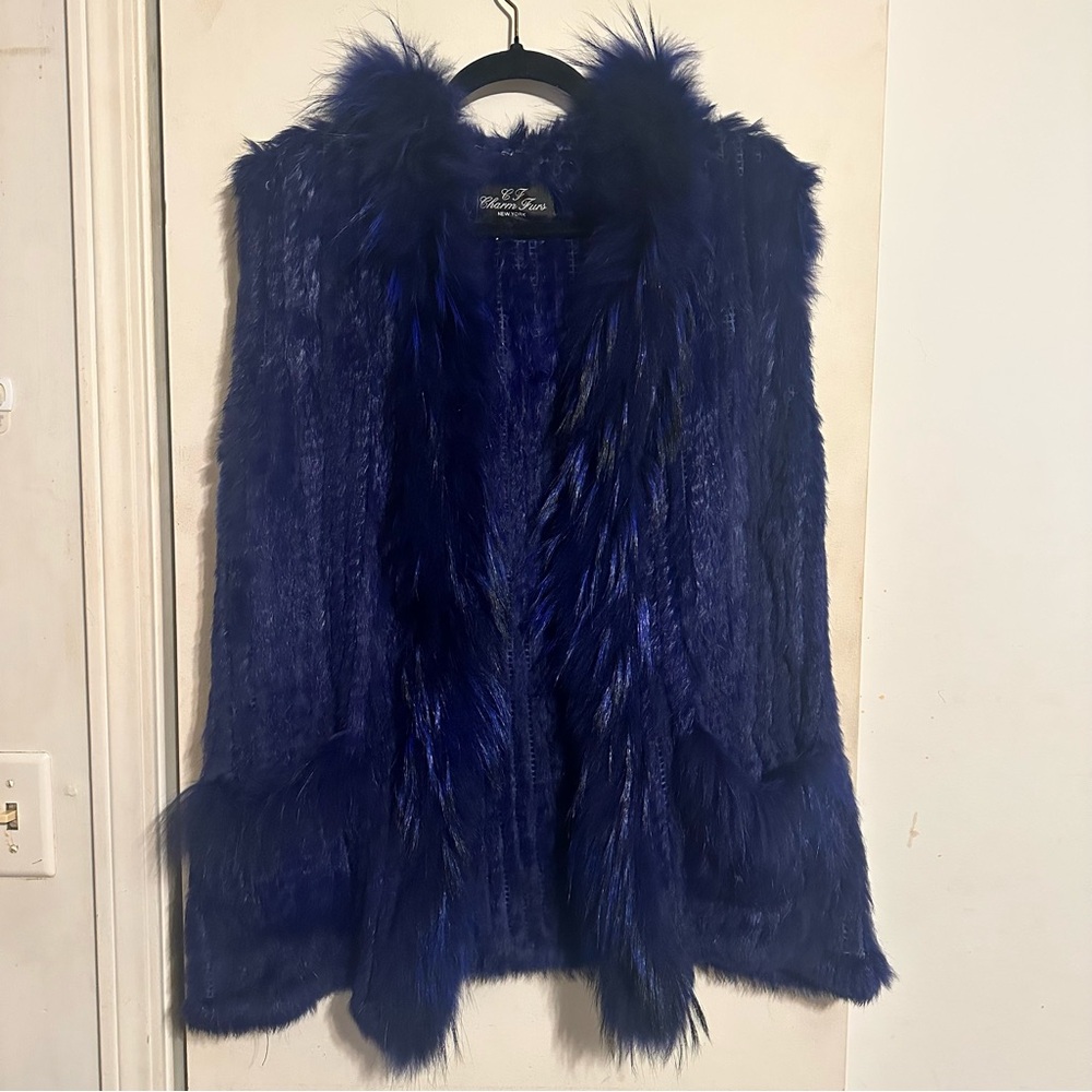Elegant Midnight Blue Rabbit fur Vest